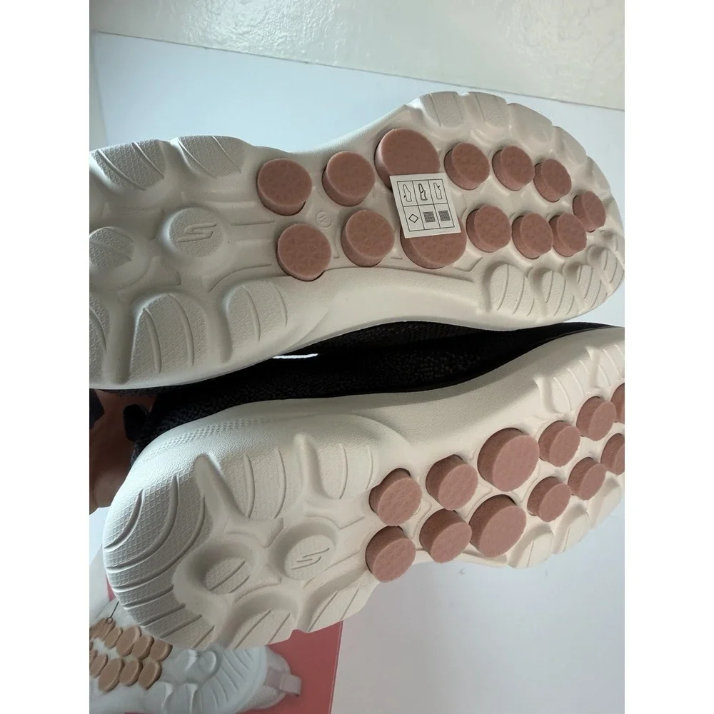 Skechers Go Walk 6 Glimmering‎ Black Pink Womens Wide Slip On Shoes Size 8